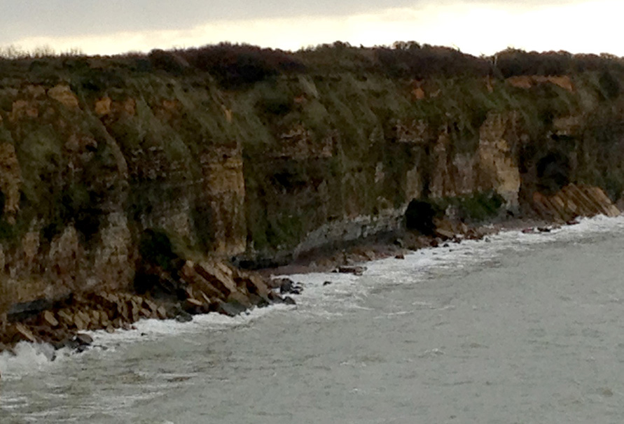 The cliffs at Utah Beach, Normandy, France.